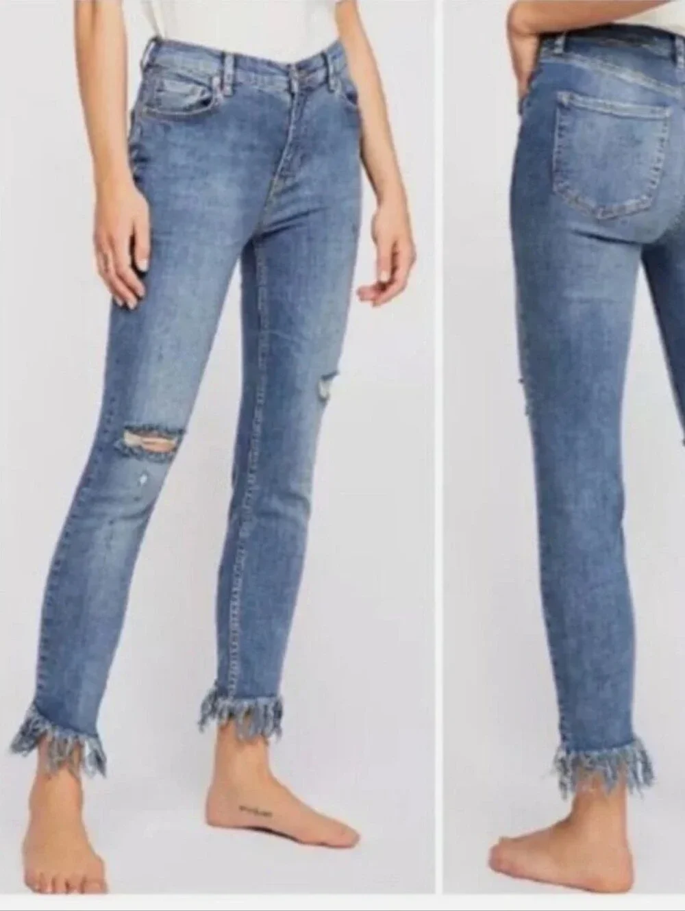 Free People Great Heights Frayed Skinny Jeans